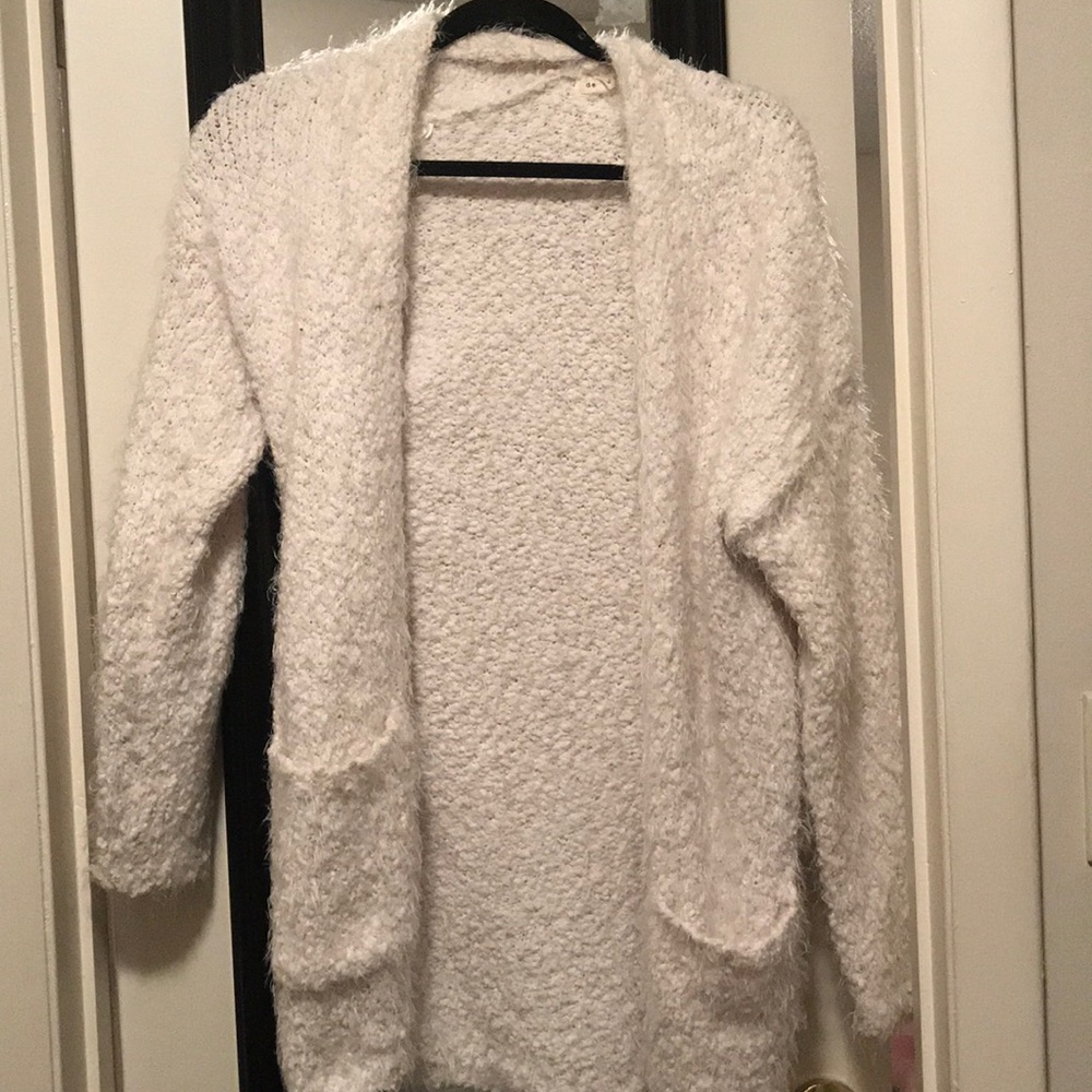 White fluffy cardigan